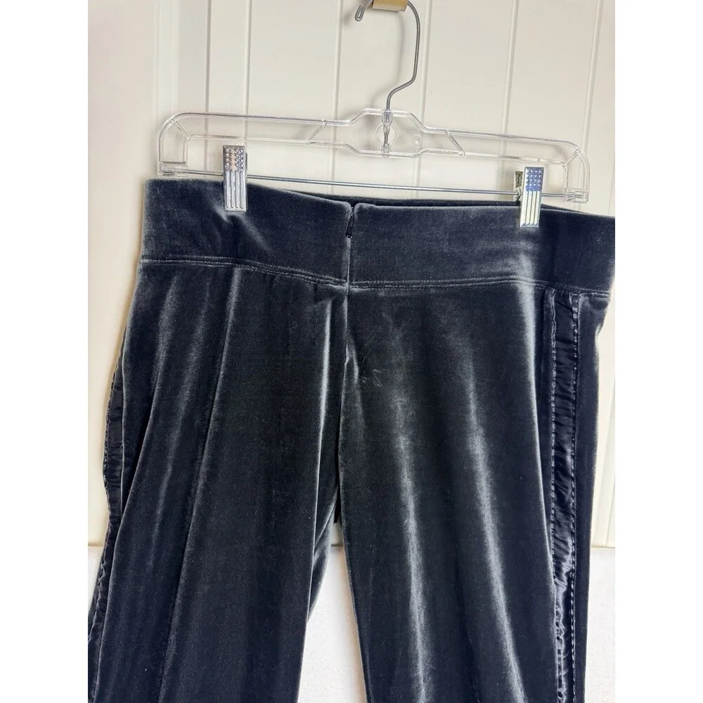 Nike Pants Womens Medium Gray Velour Flare Sweatpants Zip Low Rise Y2K